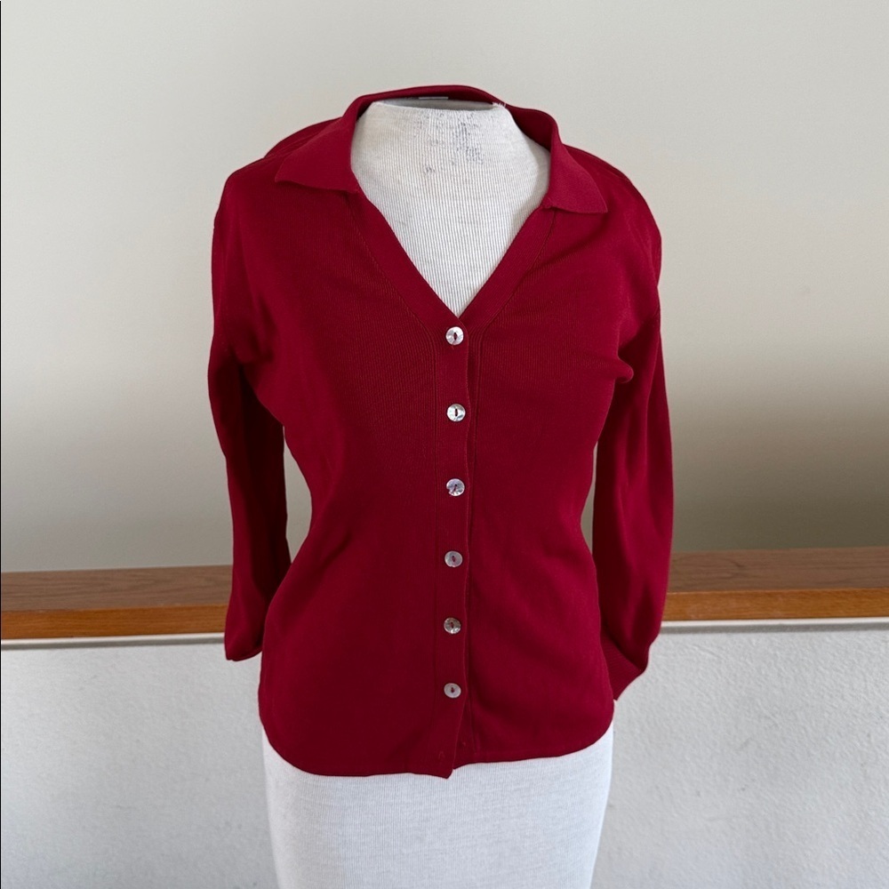 Vintage Joseph A Vibrant Red Knitwearcardigan sweater Paris